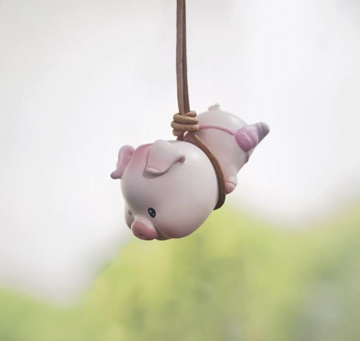 Cute Pink Pig Rear View Mirror Hanging Accessory | Little Pig Car Swing Ornament | Unique Car Accessory Gift | New Car Gift