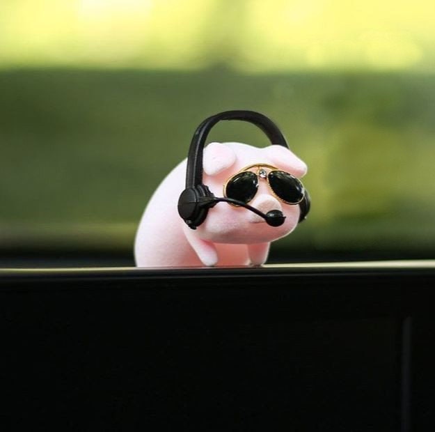 Cute Cartoon Pig Car Dashboard Ornament | Little Pig Car Swing Ornament | Unique Car Accessory Gift | New Car Gift