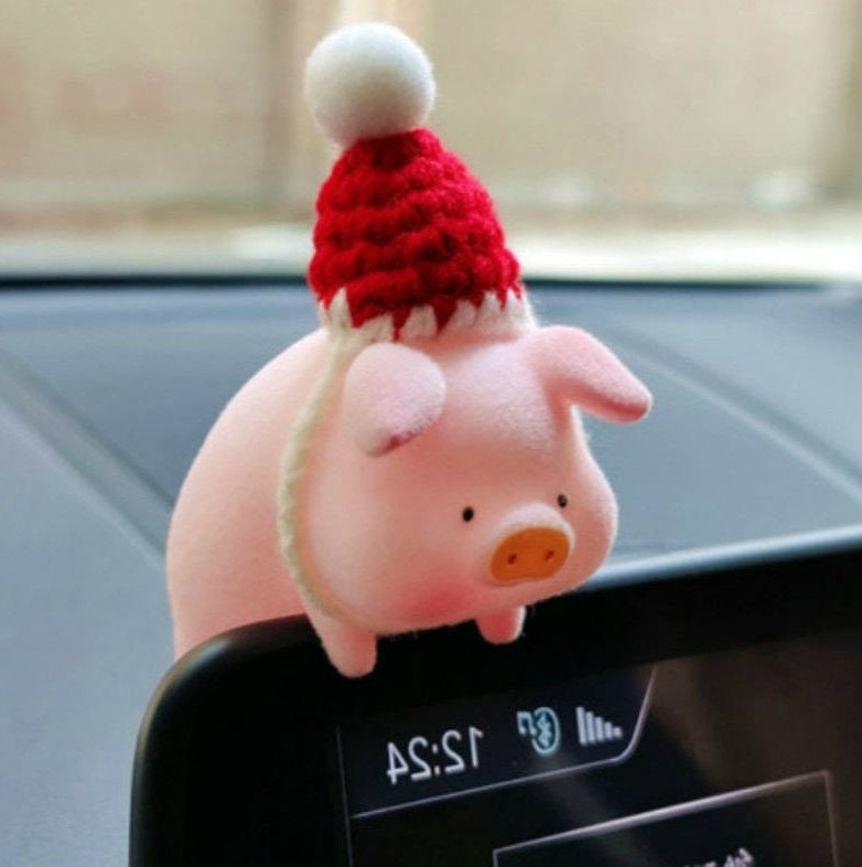 Cute Cartoon Pig Car Dashboard Ornament | Little Pig Car Swing Ornament | Unique Car Accessory Gift | New Car Gift
