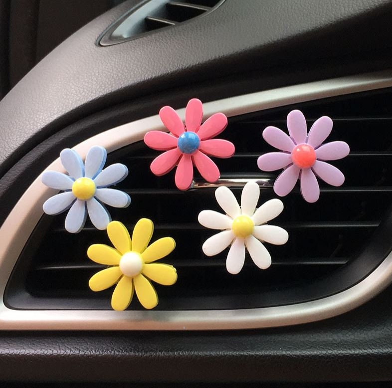 Set of 5 Cute Chrysanthemum Flower Air Vent Clip | Air Freshener Clip | Car Flower Accessories | Cute Air Fresheners | New Car Gift