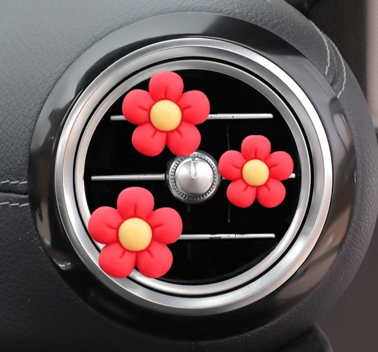 Set of 3 Cute Retro Flower Air Vent Clip | Air Freshener Clip | Cute Car Accessories | Car Flower Accessories | New Car Gift