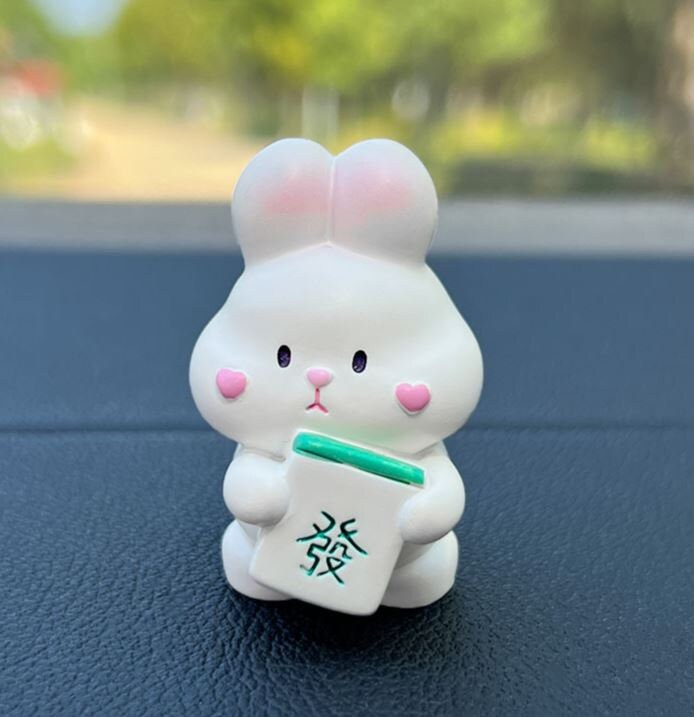 Set of 6 Cute Rabbits Car Dashboard Accessory | Little Bunny Car Ornament | Unique Car Accessory Gift | Car Charm | New Car Gift