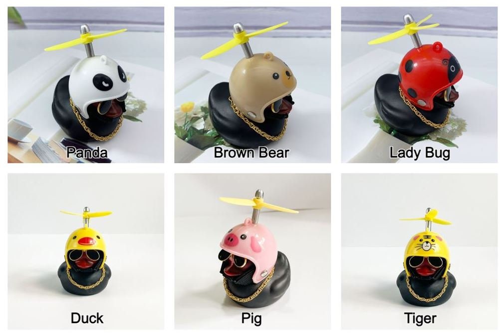 Cute Black Rubber Duck w/ Helmet Bicycle Car Dashboard Accessory | Little Duck Car Ornament | Cute Car Accessory | New Car Gift