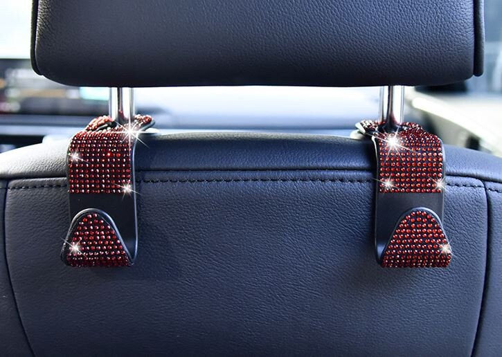 Set of 2 Cute Crystal Rhinestone Car Bag Hooks | Car Bag Hanger Hook | Car Storage Organizer | Cute Car Accessories | New Car Gift
