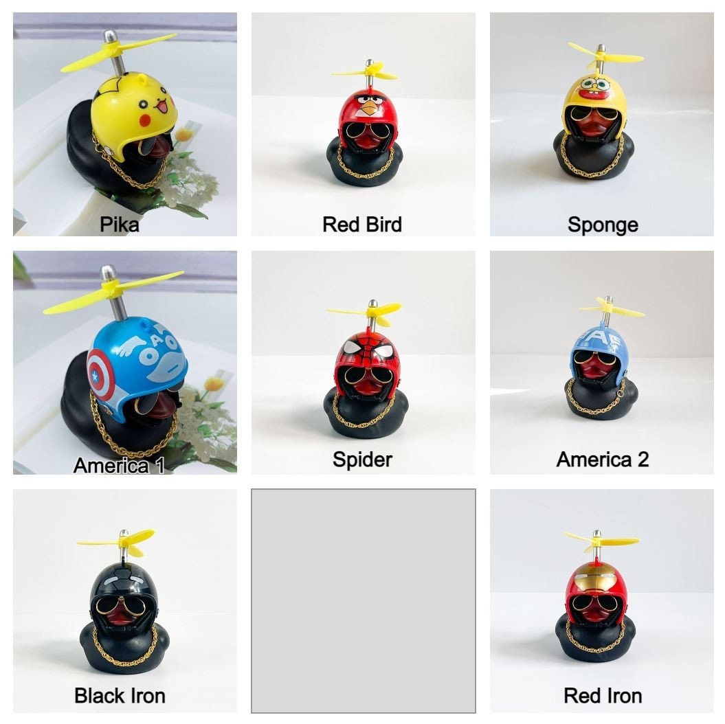 Cute Black Rubber Duck w/ Helmet Bicycle Car Dashboard Accessory | Little Duck Car Ornament | Cute Car Accessory | New Car Gift