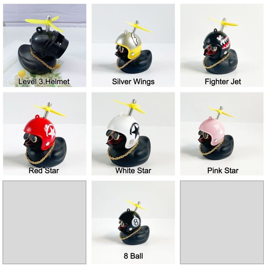Cute Black Rubber Duck w/ Helmet Bicycle Car Dashboard Accessory | Little Duck Car Ornament | Cute Car Accessory | New Car Gift
