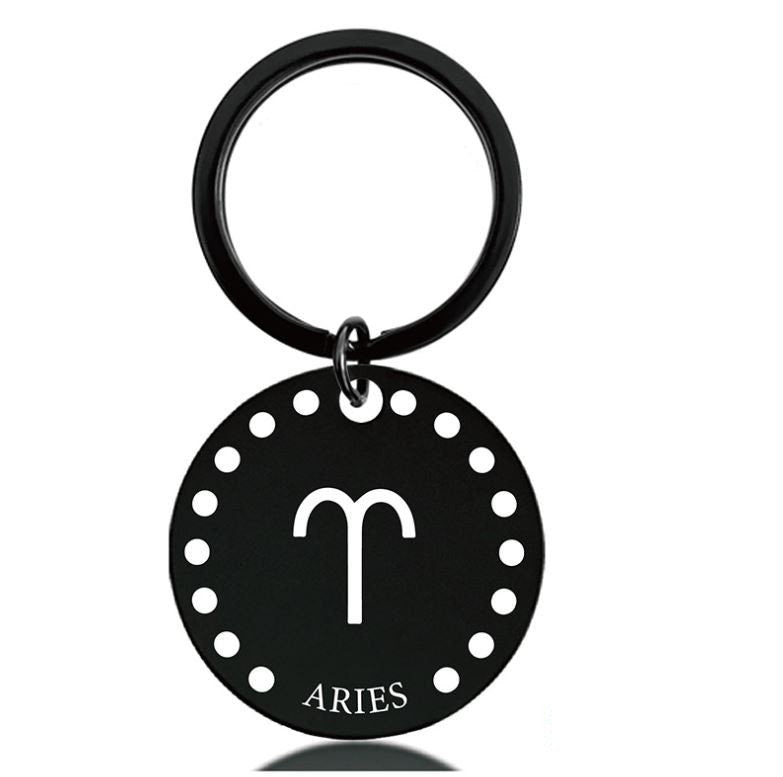Cute Simple Aries Zodiac Keychain Keyring | Horoscope Accessory | Unique Car Accessory Gift for Her | Car Charm | New Car Gift