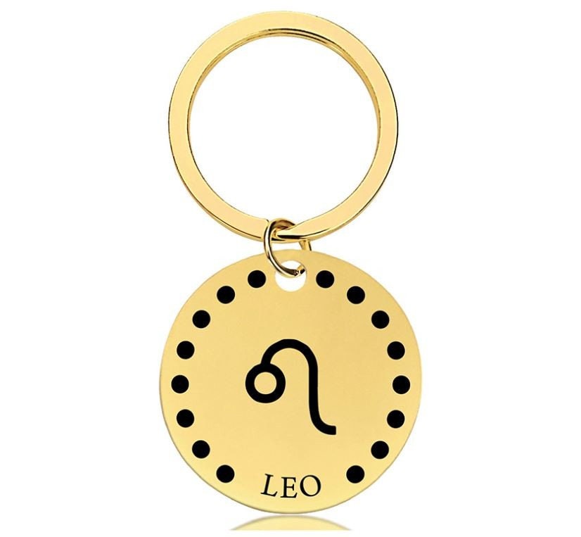 Cute Simple Leo Zodiac Keychain Keyring | Horoscope Accessory | Unique Car Accessory Gift for Her | Car Charm | New Car Gift