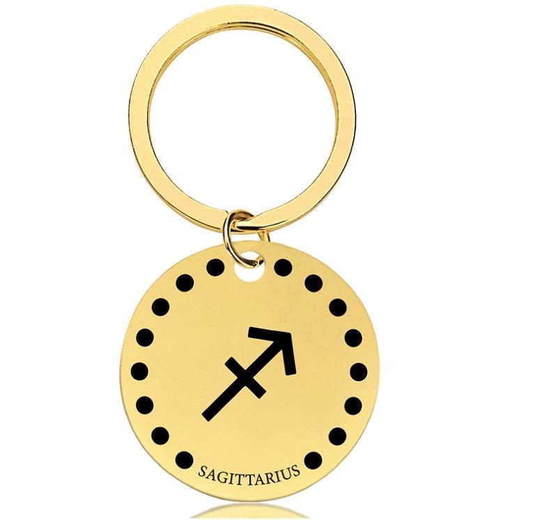 Cute Simple Sagittarius Zodiac Keychain Keyring | Horoscope Accessory | Unique Car Accessory Gift for Her | Car Charm | New Car Gift