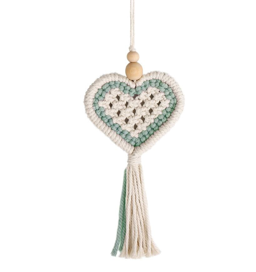 Cute Macrame Heart with Tassel | Rear View Mirror Accessories | Boho Car Ornament | Cute Car Mirror Decor | New Car Gift