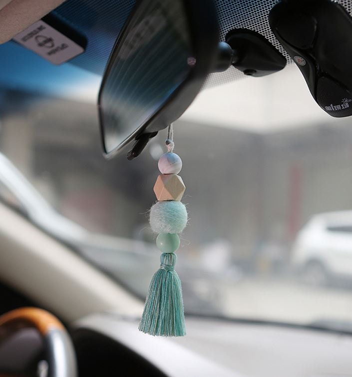 Cute Boho Style Wooden Perfume Diffuser with Tassel | Rear View Mirror Accessories | Car Ornament | Car Dashboard Decor | New Car Gift