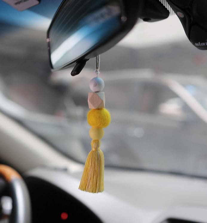 Cute Boho Style Wooden Perfume Diffuser with Tassel | Rear View Mirror Accessories | Car Ornament | Car Dashboard Decor | New Car Gift