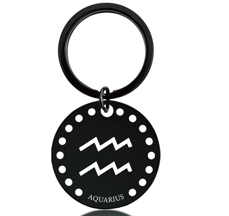 Cute Simple Aquarius Zodiac Keychain Keyring | Horoscope Accessory | Unique Car Accessory Gift for Her | Car Charm | New Car Gift