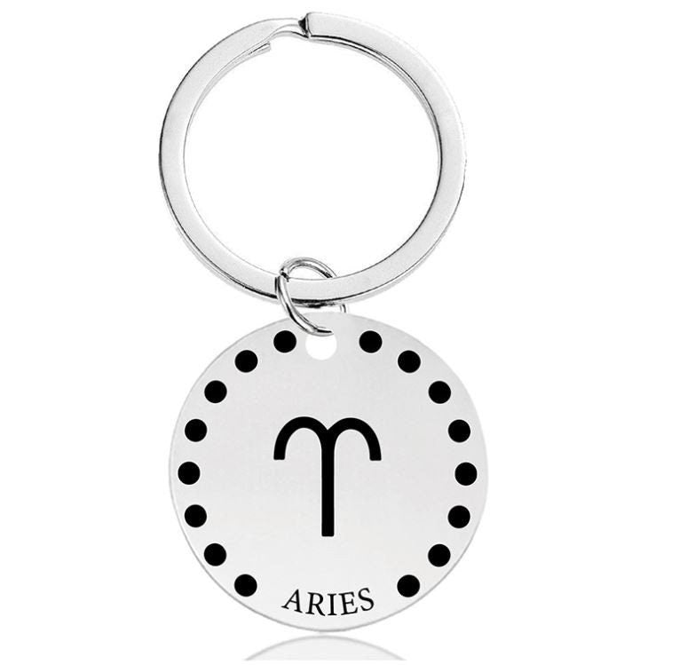 Cute Simple Aries Zodiac Keychain Keyring | Horoscope Accessory | Unique Car Accessory Gift for Her | Car Charm | New Car Gift
