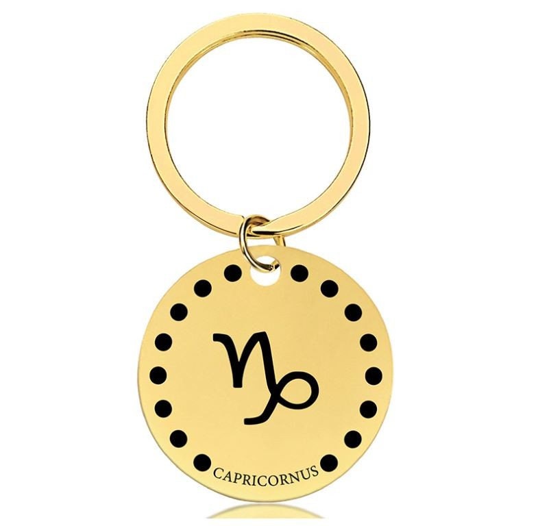 Cute Simple Capricornus Zodiac Keychain Keyring | Horoscope Accessory | Unique Car Accessory Gift for Her | Car Charm | New Car Gift