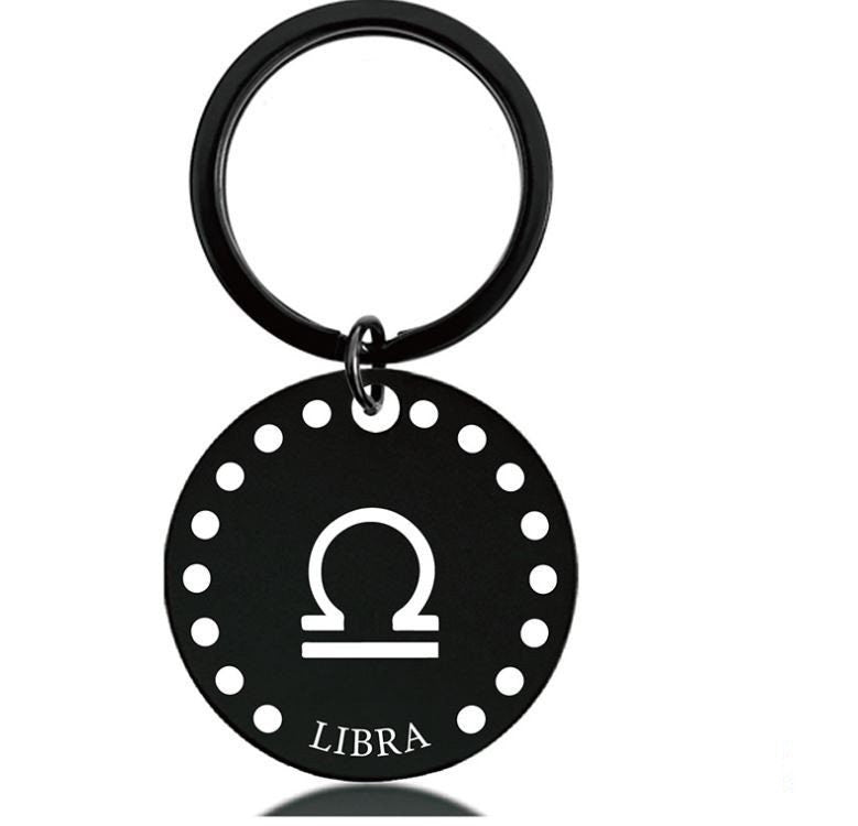 Cute Simple Libra Zodiac Keychain Keyring | Horoscope Accessory | Unique Car Accessory Gift for Her | Car Charm | New Car Gift