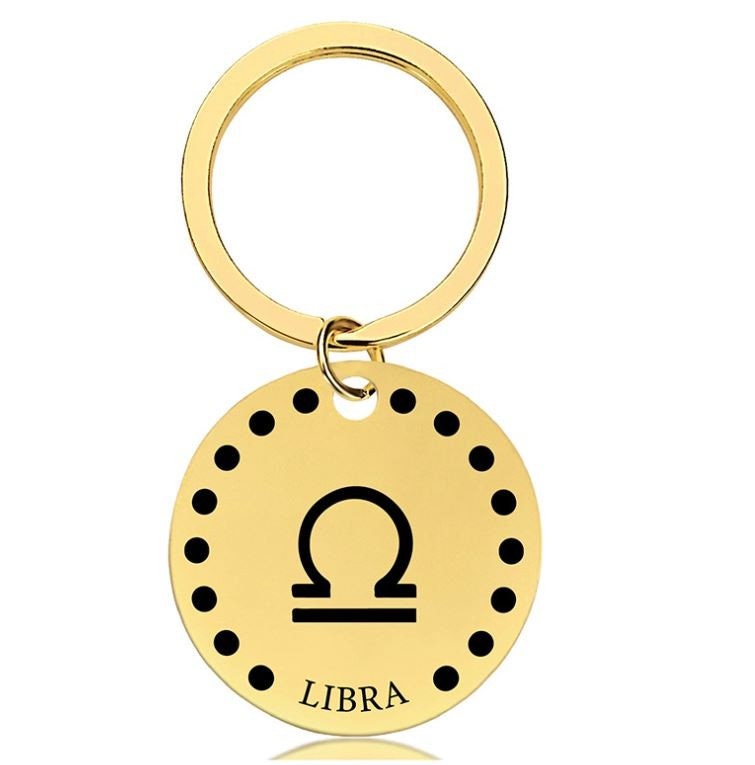 Cute Simple Libra Zodiac Keychain Keyring | Horoscope Accessory | Unique Car Accessory Gift for Her | Car Charm | New Car Gift