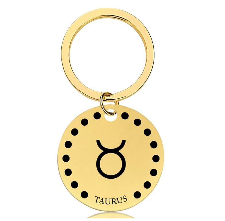 Cute Simple Taurus Zodiac Keychain Keyring | Horoscope Accessory | Unique Car Accessory Gift for Her | Car Charm | New Car Gift