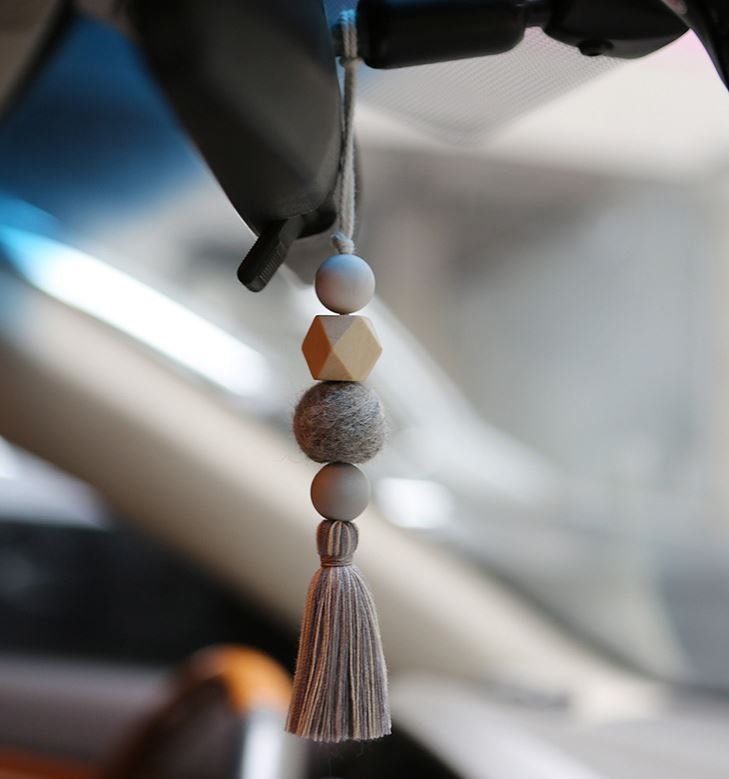 Cute Boho Style Wooden Perfume Diffuser with Tassel | Rear View Mirror Accessories | Car Ornament | Car Dashboard Decor | New Car Gift