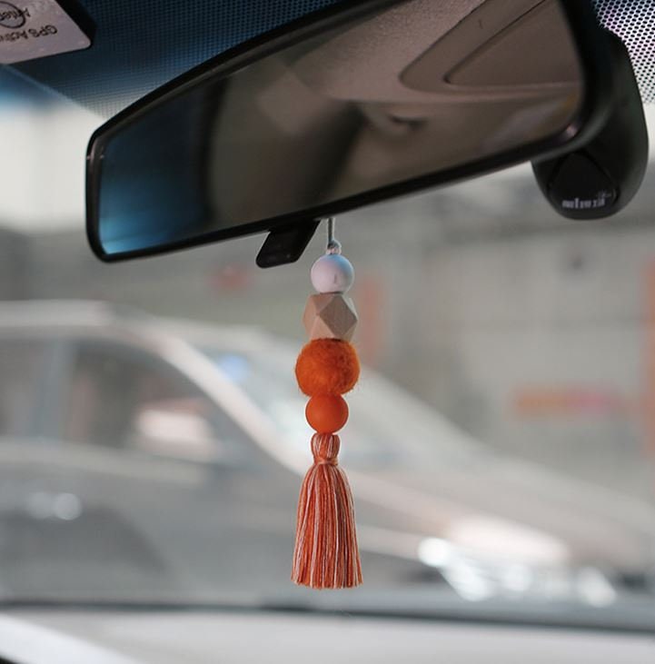 Cute Boho Style Wooden Perfume Diffuser with Tassel | Rear View Mirror Accessories | Car Ornament | Car Dashboard Decor | New Car Gift