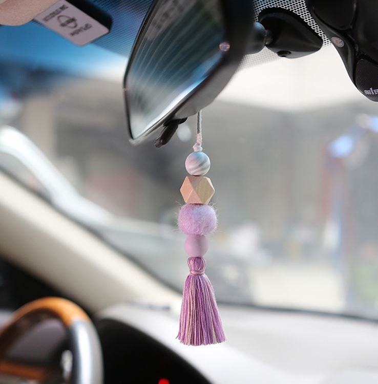Cute Boho Style Wooden Perfume Diffuser with Tassel | Rear View Mirror Accessories | Car Ornament | Car Dashboard Decor | New Car Gift