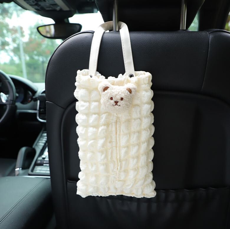 Cute Simple Car White Quilted Tissue Box Holder | Car Tissue Holder | Car Accessory | Car Organizer | Car Tissue Box | New Car Gift