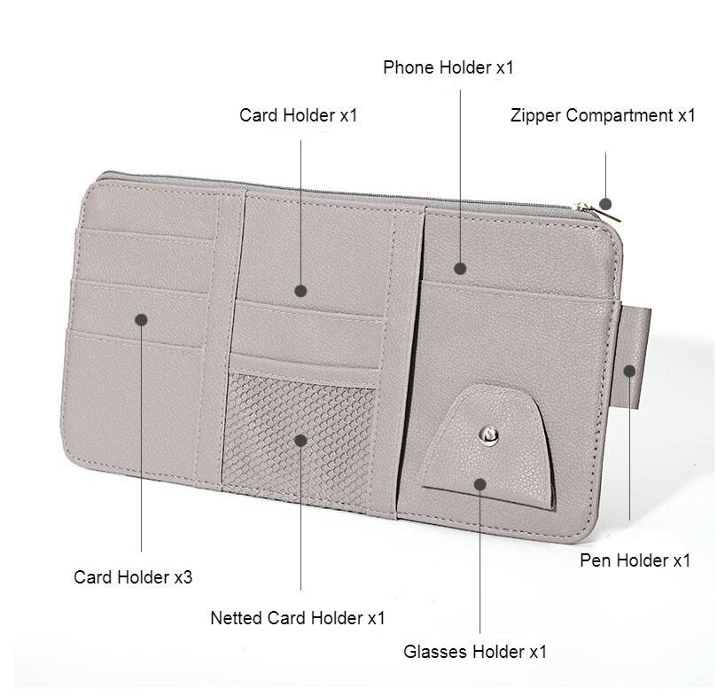 Cute Simple Leather Car Sun Shade Visor Sunglass Holder | Car Storage Pouch | Car Visor Organizer | Sun Visor Storage | New Car Gift
