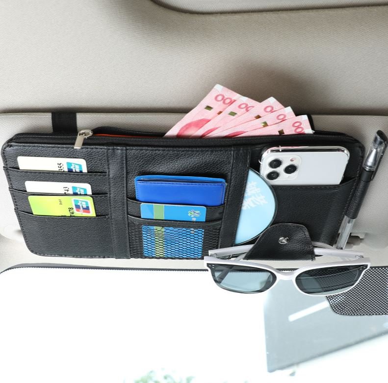 Cute Simple Leather Car Sun Shade Visor Sunglass Holder | Car Storage Pouch | Car Visor Organizer | Sun Visor Storage | New Car Gift