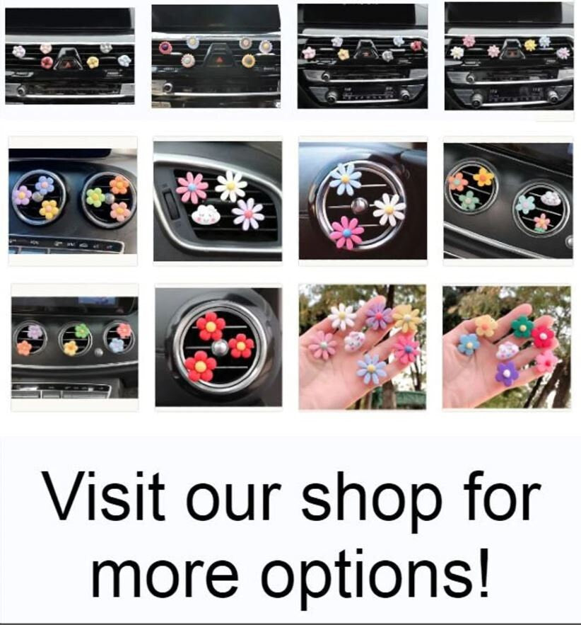 Set of 6 Cute Daisy Flower Air Vent Clip | Car Interior Decor | Car Flower Accessories | Cute Air Freshener | New Car Gift