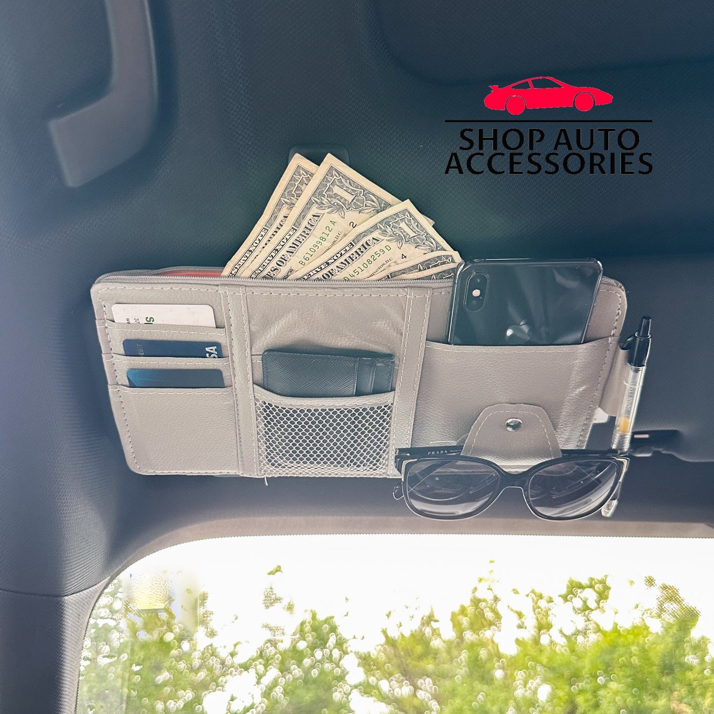 Cute Simple Leather Car Sun Shade Visor Sunglass Holder | Car Storage Pouch | Car Visor Organizer | Sun Visor Storage | New Car Gift