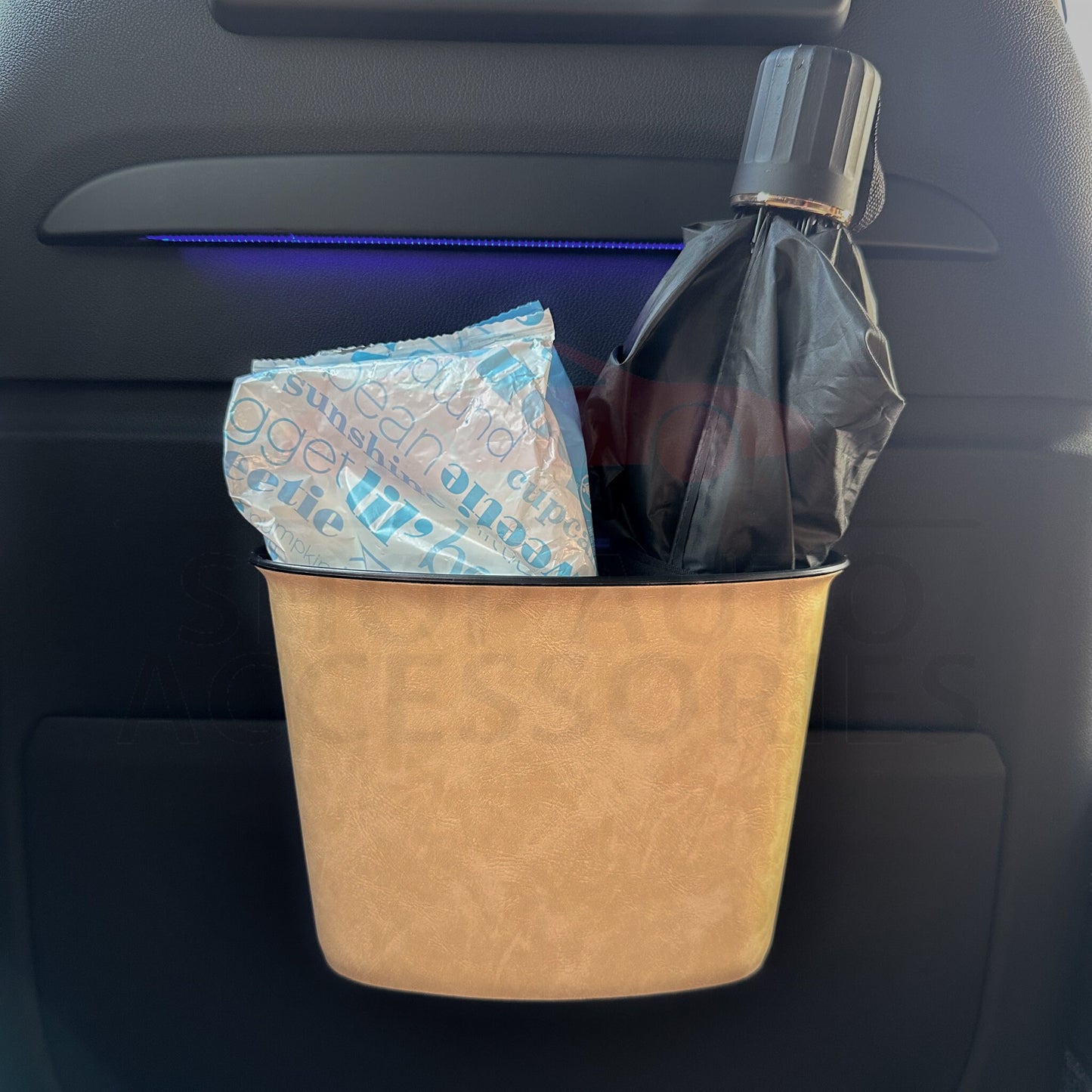 Cute Simple Leather Car Garbage Trash Can | Open Garbage Bin | Hanging Trash Can | Car Garbage Disposal | New Car Gift