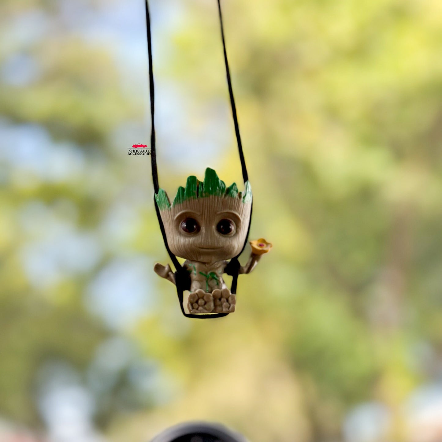 Swinging Cute Baby Tree Hero Rear View Mirror | Action Hero Car Ornament | Unique Movie Car Accessory Gift | New Car Gift