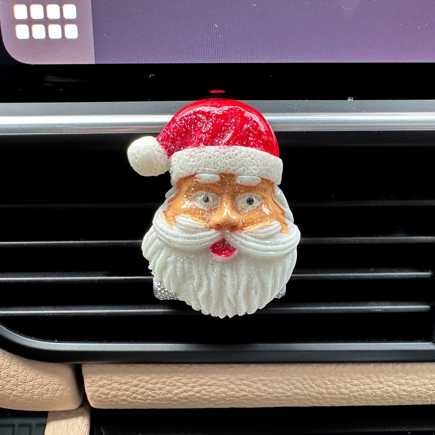 Cute Festive Santa Claus Christmas Air Vent Clips | Xmas Christmas Holiday Car Accessory | Car Charm | Holiday Gift | Air Freshener Clip