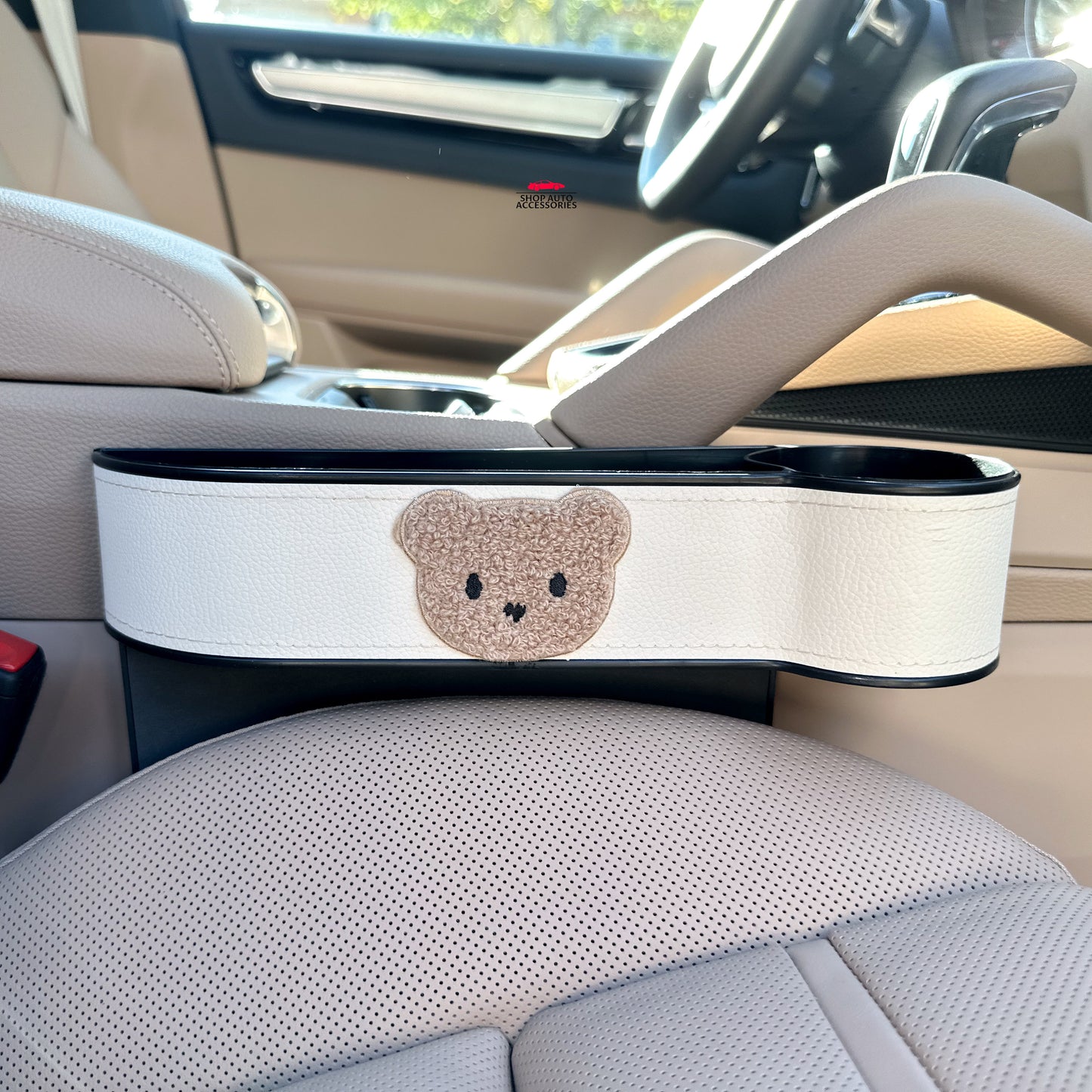 Set of 2 Cute Bear Car Gap Slit Storage Box | Car Organizer | Seat Gap Storage | Car Wallet Phone Holder | New Car Gift