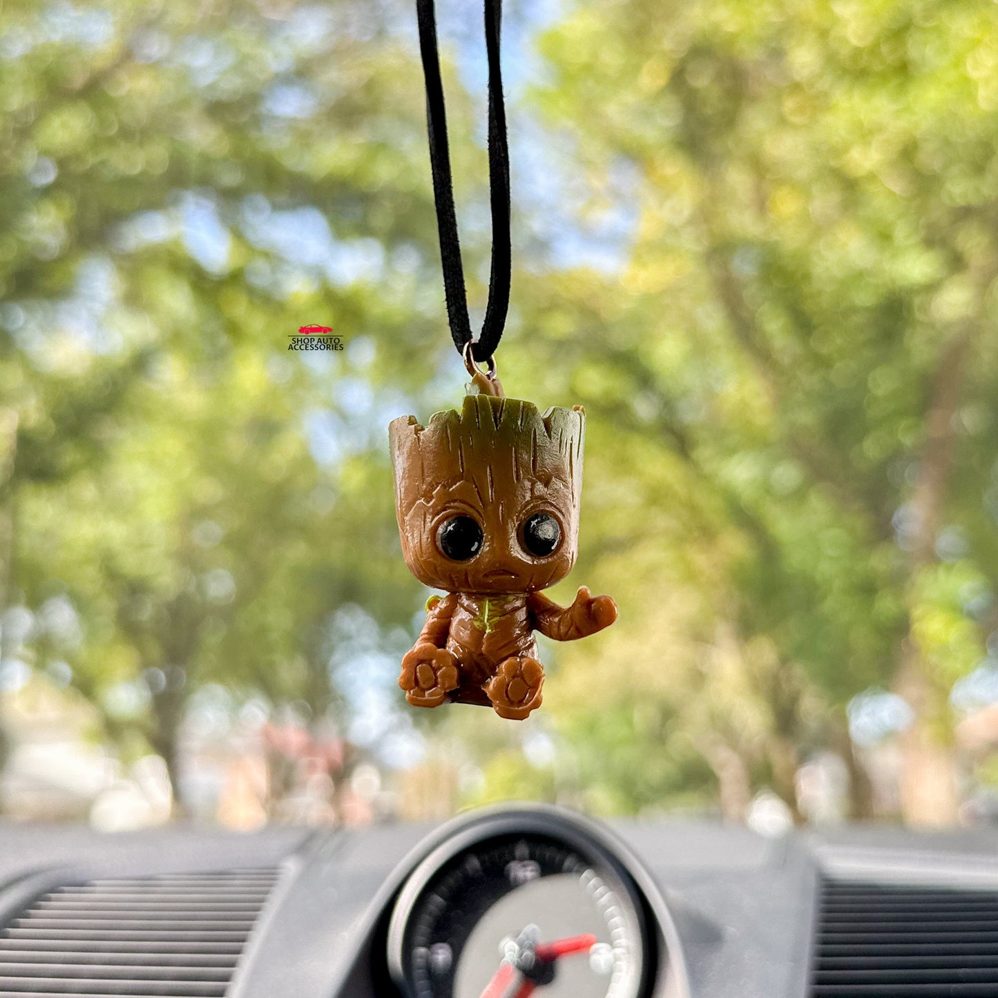 Swinging Cute Baby Tree Hero Rear View Mirror | Action Hero Car Ornament | Unique Movie Car Accessory Gift | New Car Gift