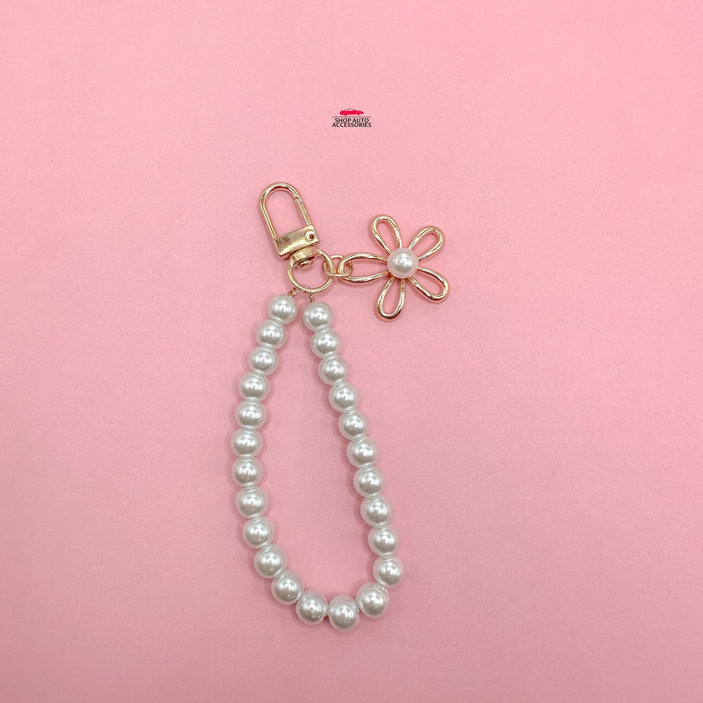 Cute Simple Pearl Keychain Lanyard with Charms | Crochet Accessory | Unique Car Accessory Gift for Her | Car Charm | New Car Gift