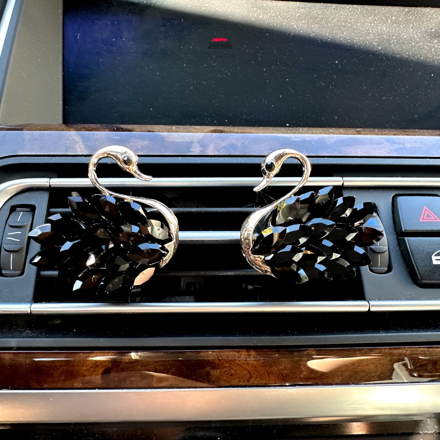 Set of 2 Elegant Crystal Swans Air Vent Clip | Air Freshener Clip | Bling Car Accessories | Cute Car Accessory | New Car Gift