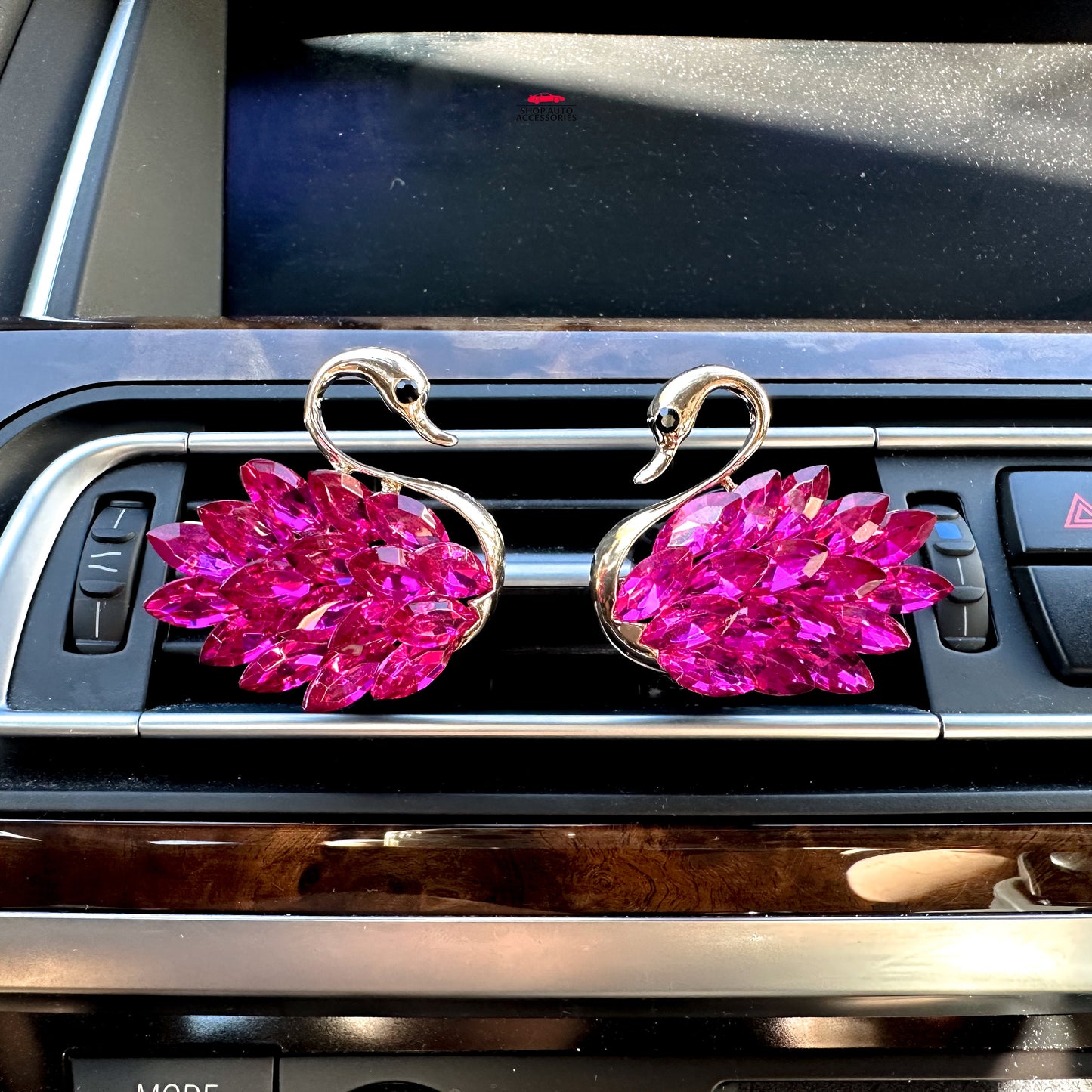 Set of 2 Elegant Crystal Swans Air Vent Clip | Air Freshener Clip | Bling Car Accessories | Cute Car Accessory | New Car Gift