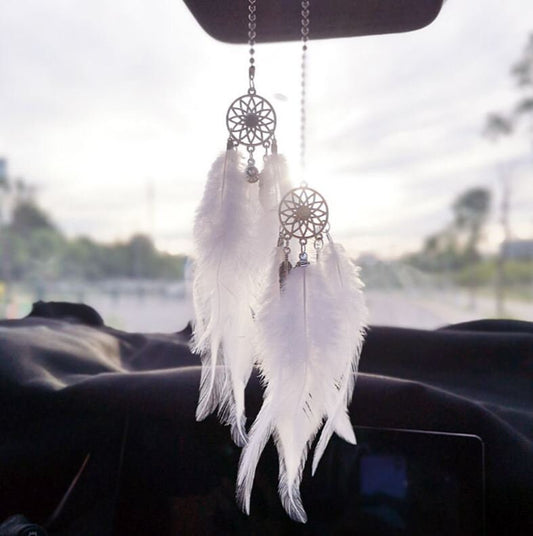 Cute Dream Catcher with Feathers for Cars | Rear View Mirror Accessories | Car Ornament | Car Dashboard Decor | New Car Gift