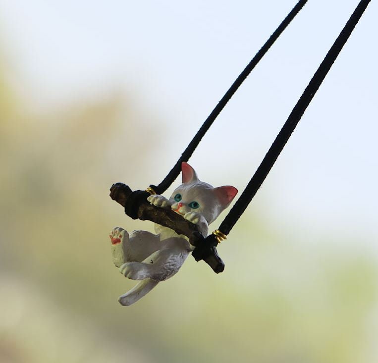 Cute Swinging Cat Car Mirror Hanging Accessory | Cat Car Swing Ornament | Unique Car Accessory Gift | Car Charm | New Car Gift