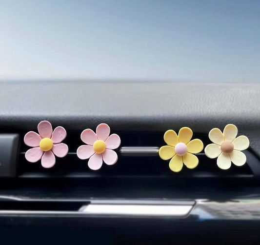 Set of 4 Cute Daisy Flower Air Vent Clip | Air Freshener Clip | Car Flower Accessories | Cute Air Fresheners | New Car Gift