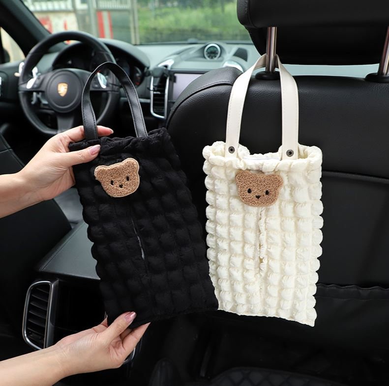 Cute Simple Car White Quilted Tissue Box Holder | Car Tissue Holder | Car Accessory | Car Organizer | Car Tissue Box | New Car Gift