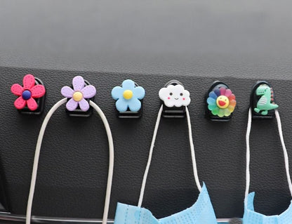 Cute Flower Car Mask or Wire Holder w/ Adhesive Back | Car Accessories | Cute Mask Holder | For Car, Office, or Home | New Car Gift