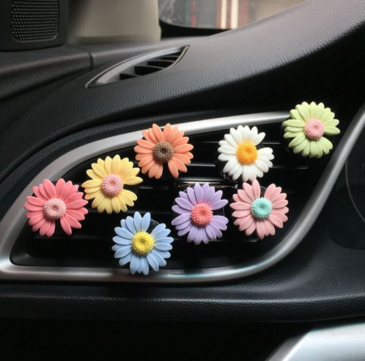 Set of 8 Cute Chrysanthemum Flower Air Vent Clip | Air Freshener Clip | Car Flower Accessories | Cute Air Fresheners | Valentine's Day