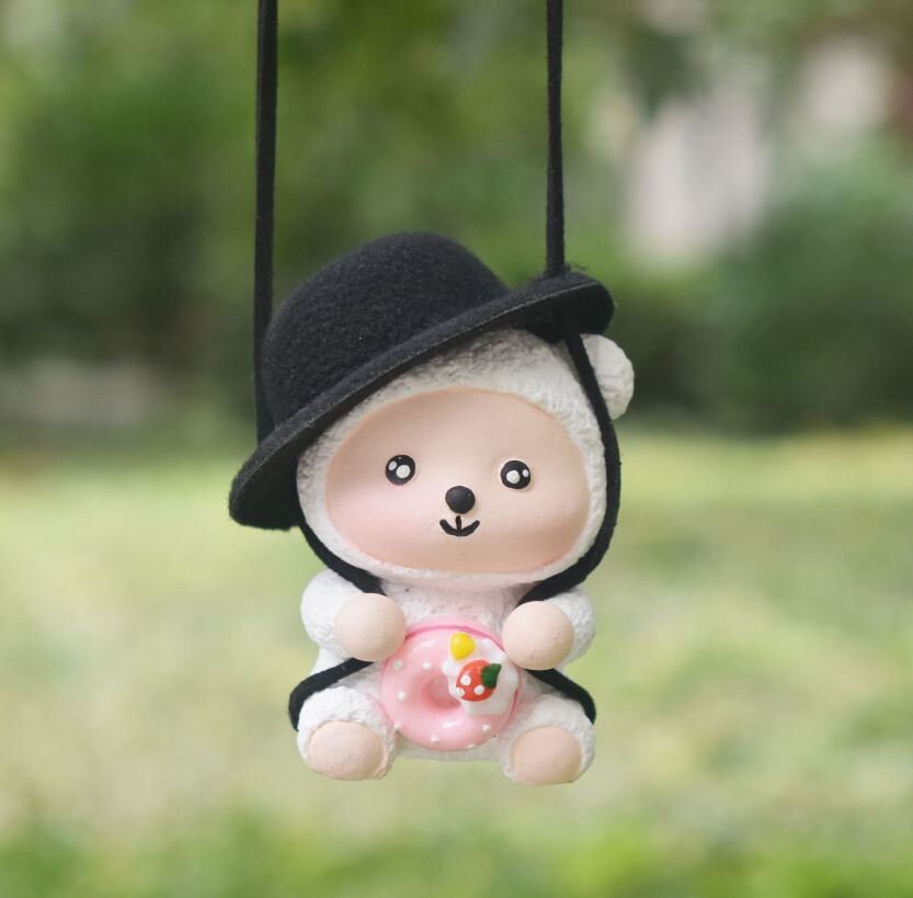 Cute Swinging Sheep Car Rear View Mirror Hanging Accessory | Little Lamb Car Swing Ornament | Unique Car Accessory Gift | New Car Gift