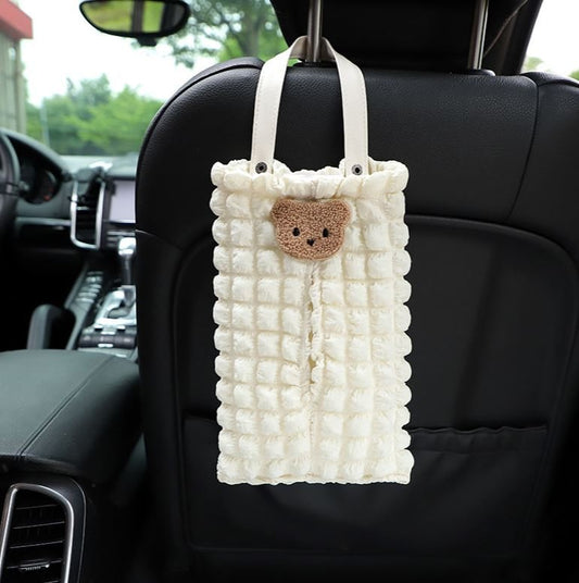 Cute Simple Car White Quilted Tissue Box Holder | Car Tissue Holder | Car Accessory | Car Organizer | Car Tissue Box | New Car Gift