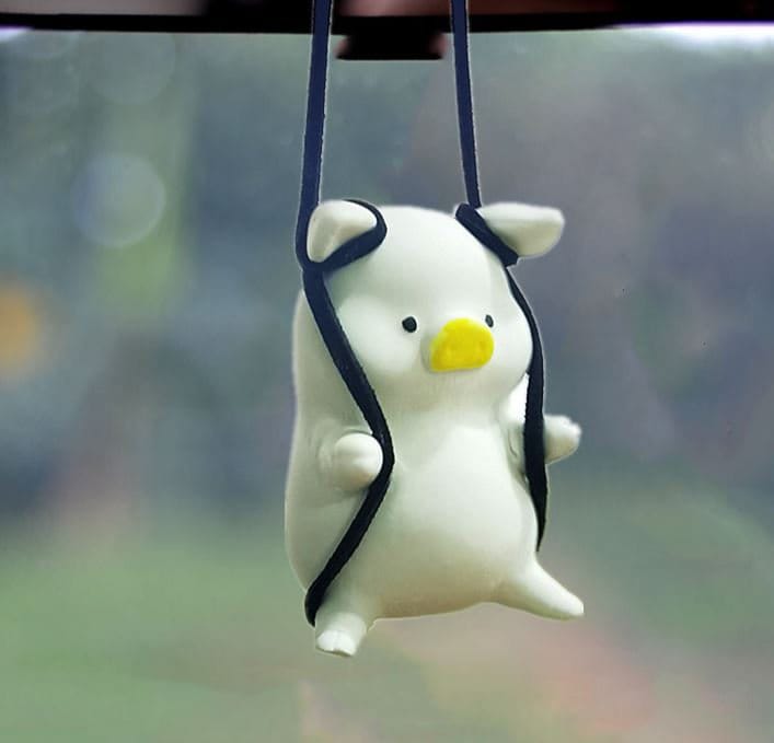 Cute Swinging Mini Pig Car Rear View Mirror Hanging Accessory | Little Pig Car Ornament | Unique Car Accessory Gift | New Car Gift
