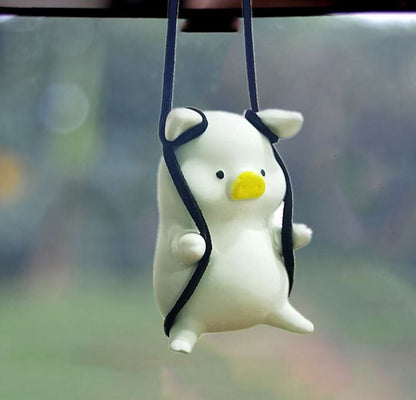 Cute Swinging Mini Pig Car Rear View Mirror Hanging Accessory | Little Pig Car Ornaments | Unique Car Accessory Gift | New Car Gift