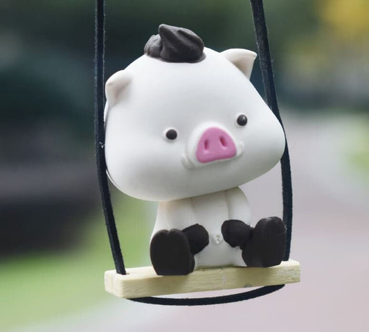 Cute Swinging Mini Pigs Car Rear View Mirror Hanging Accessory | Little Pig Car Ornament | Unique Car Accessory Gift | New Car Gift