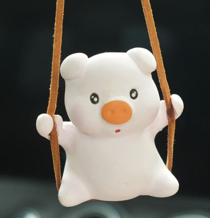 Cute Swinging Mini Pigs Car Rear View Mirror Hanging Accessory | Little Pig Car Ornament | Unique Car Accessory Gift | New Car Gift